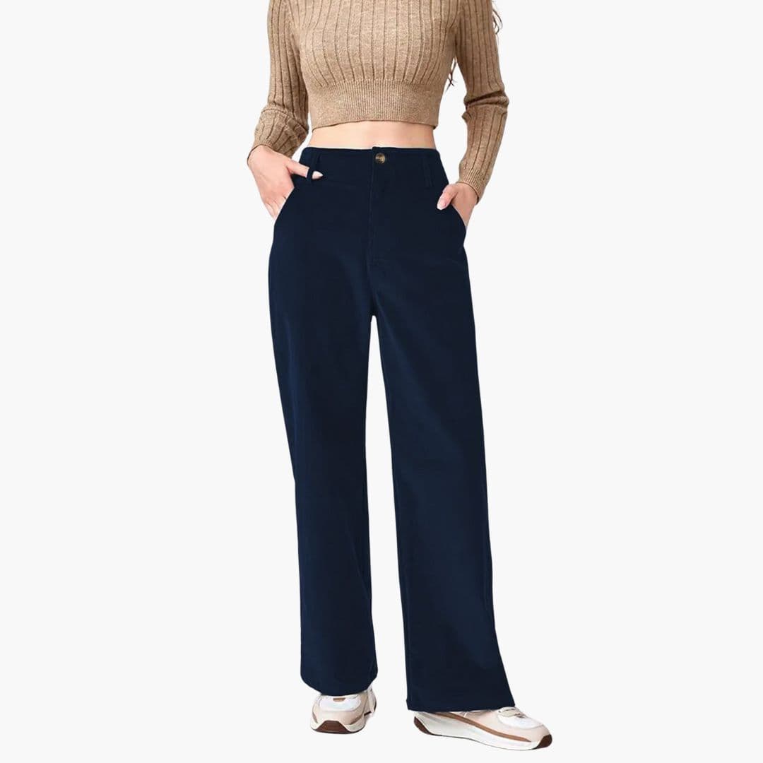 Women's wide-leg pants with button closure