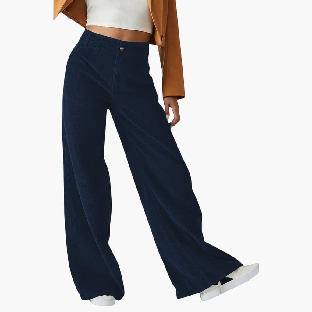Women's wide-leg pants with button closure