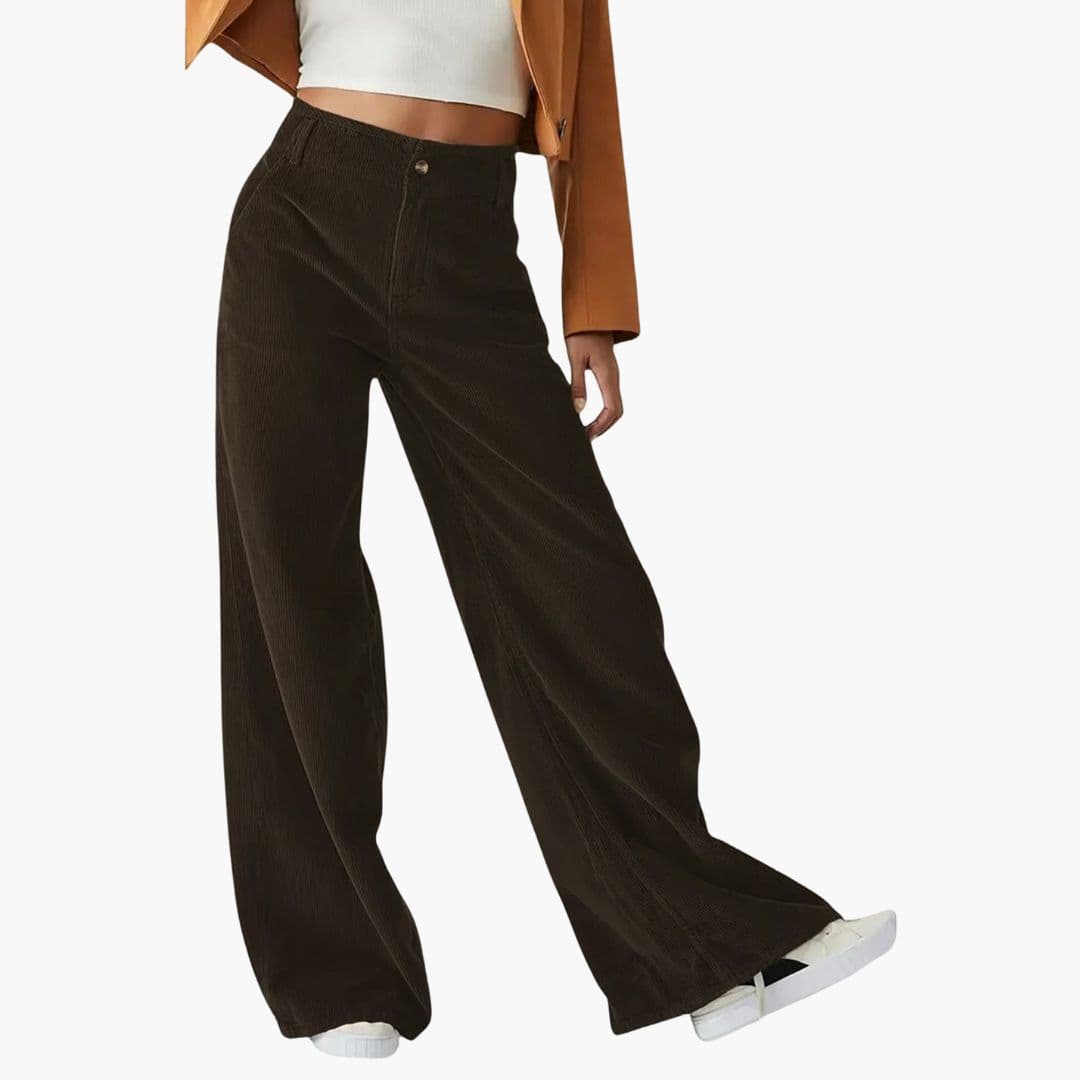 Women's wide-leg pants with button closure