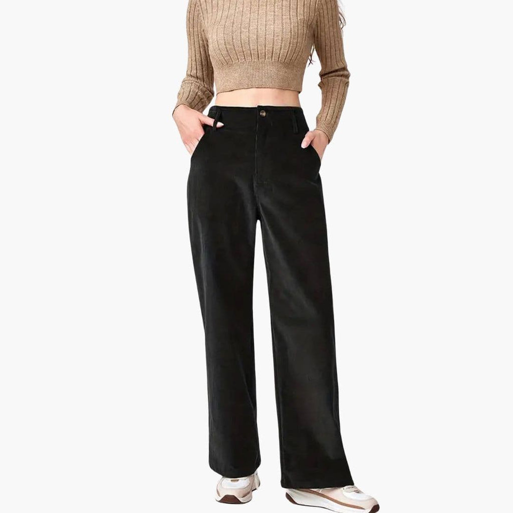 Women's wide-leg pants with button closure