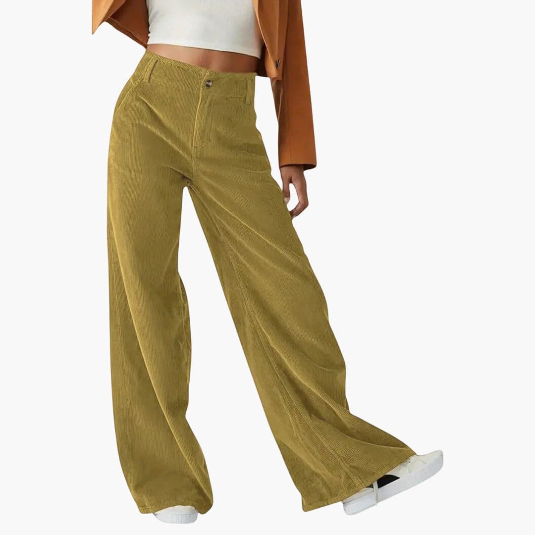 Women's wide-leg pants with button closure