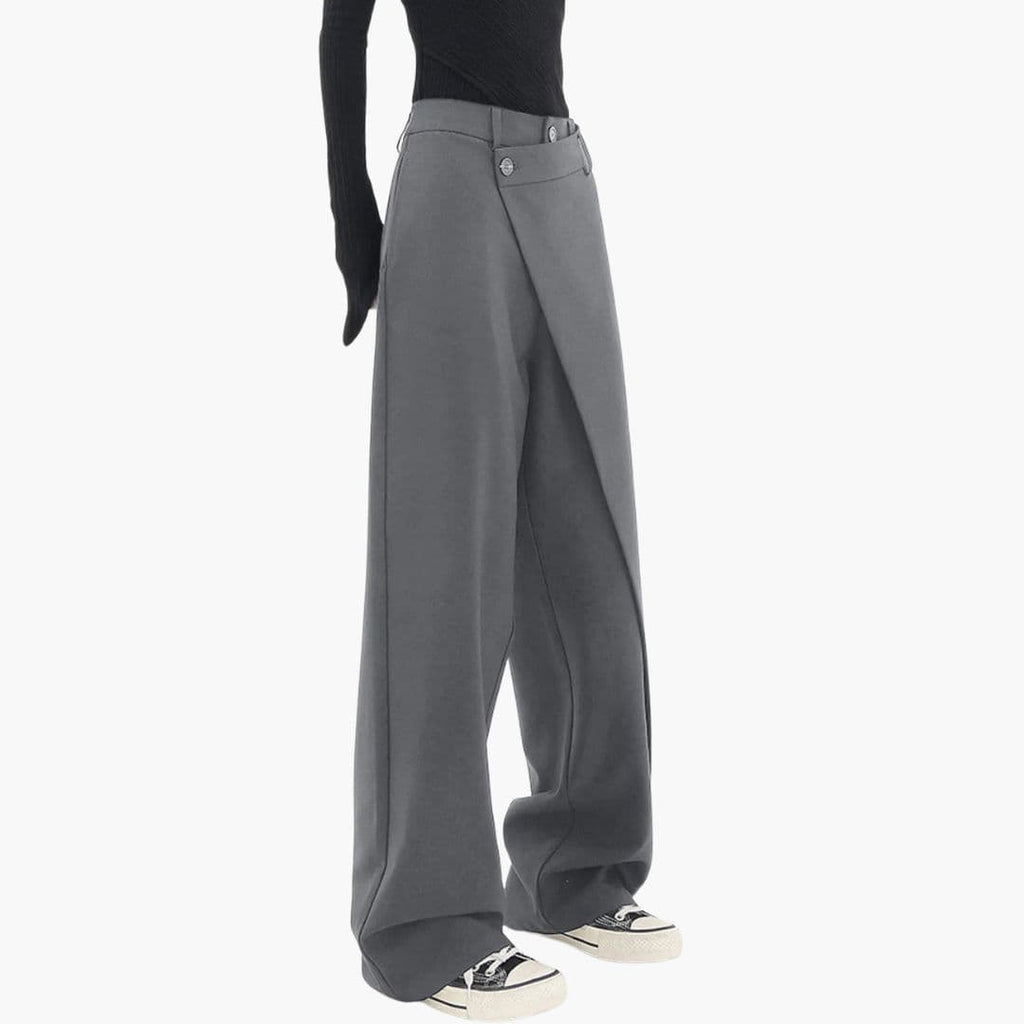 Women's pants with asymmetrical waist