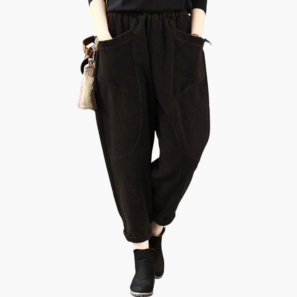 Women's loose fit pants with large front pockets