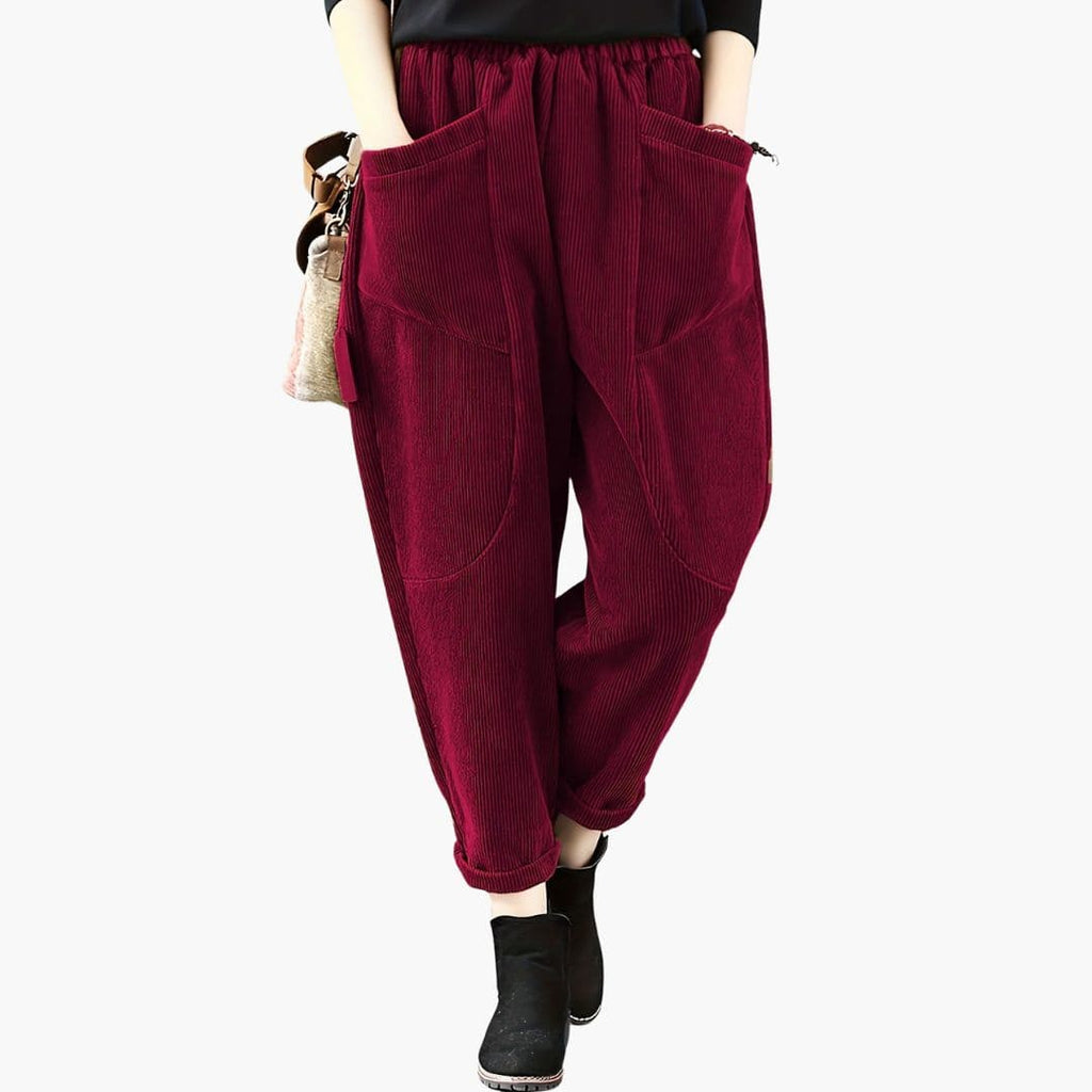 Women's loose fit pants with large front pockets