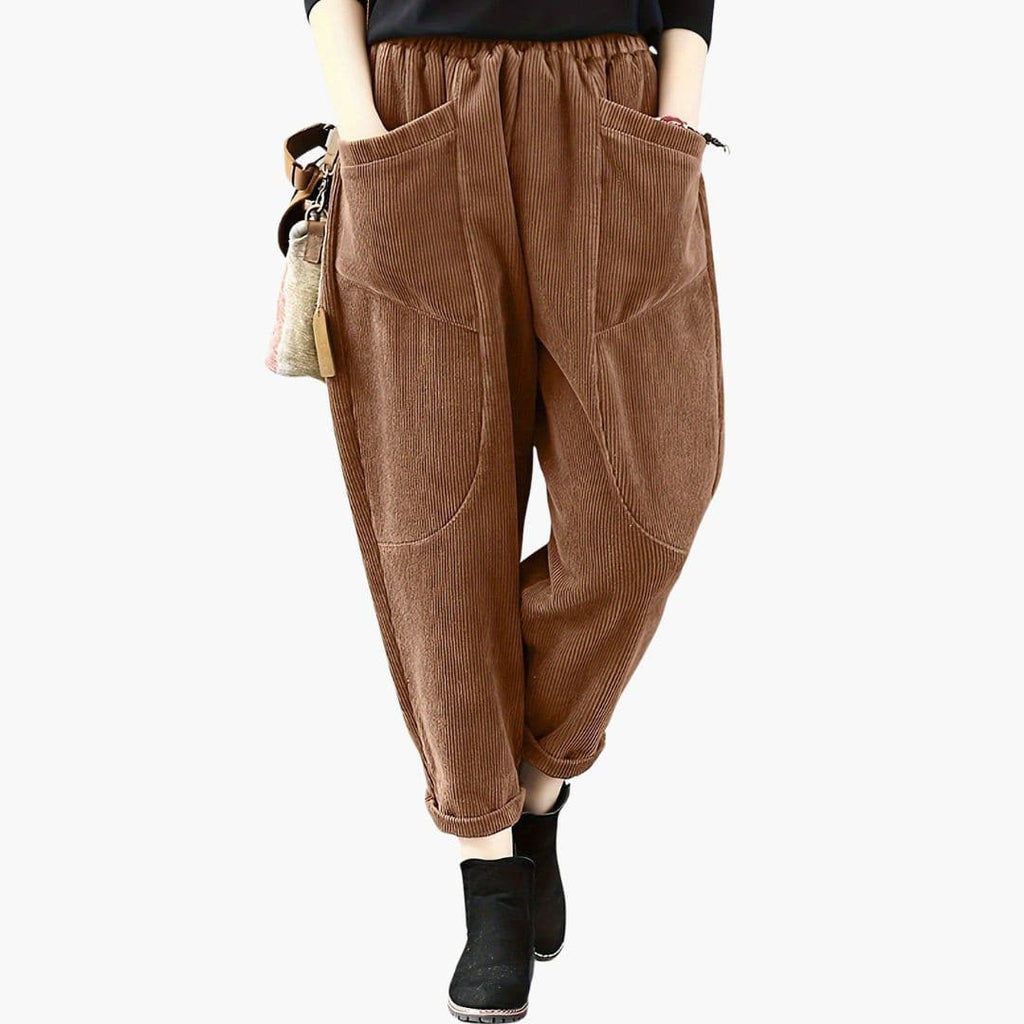 Women's loose fit pants with large front pockets