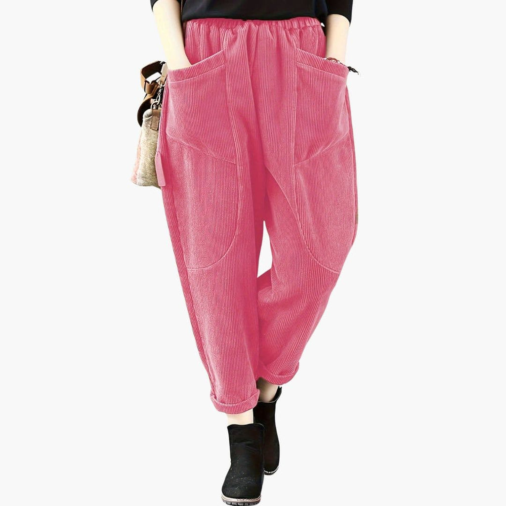 Women's loose fit pants with large front pockets