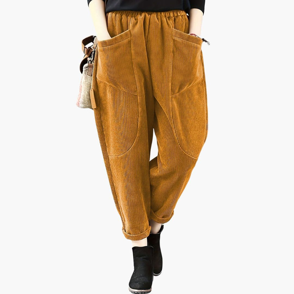 Women's loose fit pants with large front pockets