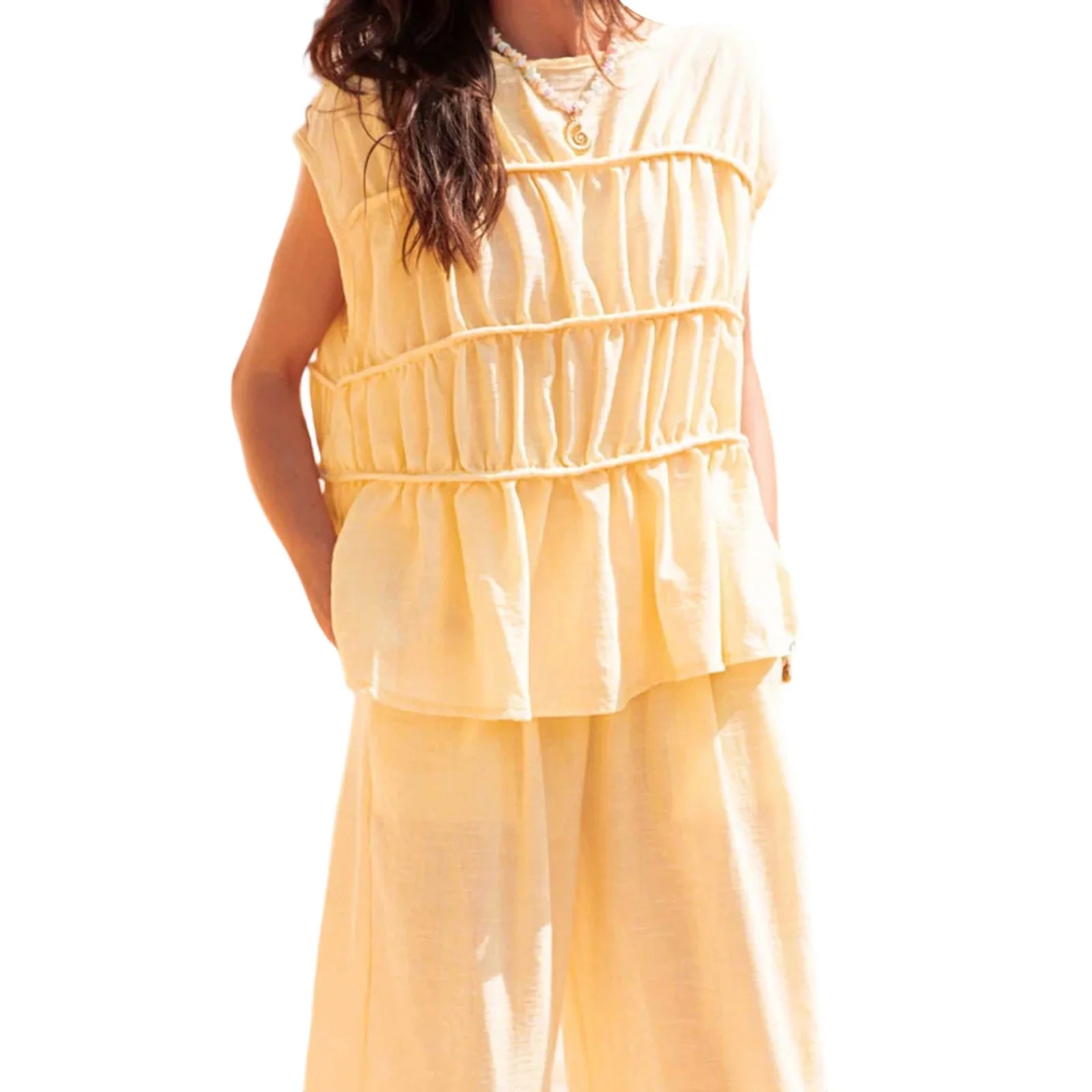 Women’s Ruched Cap Sleeve Peplum Top