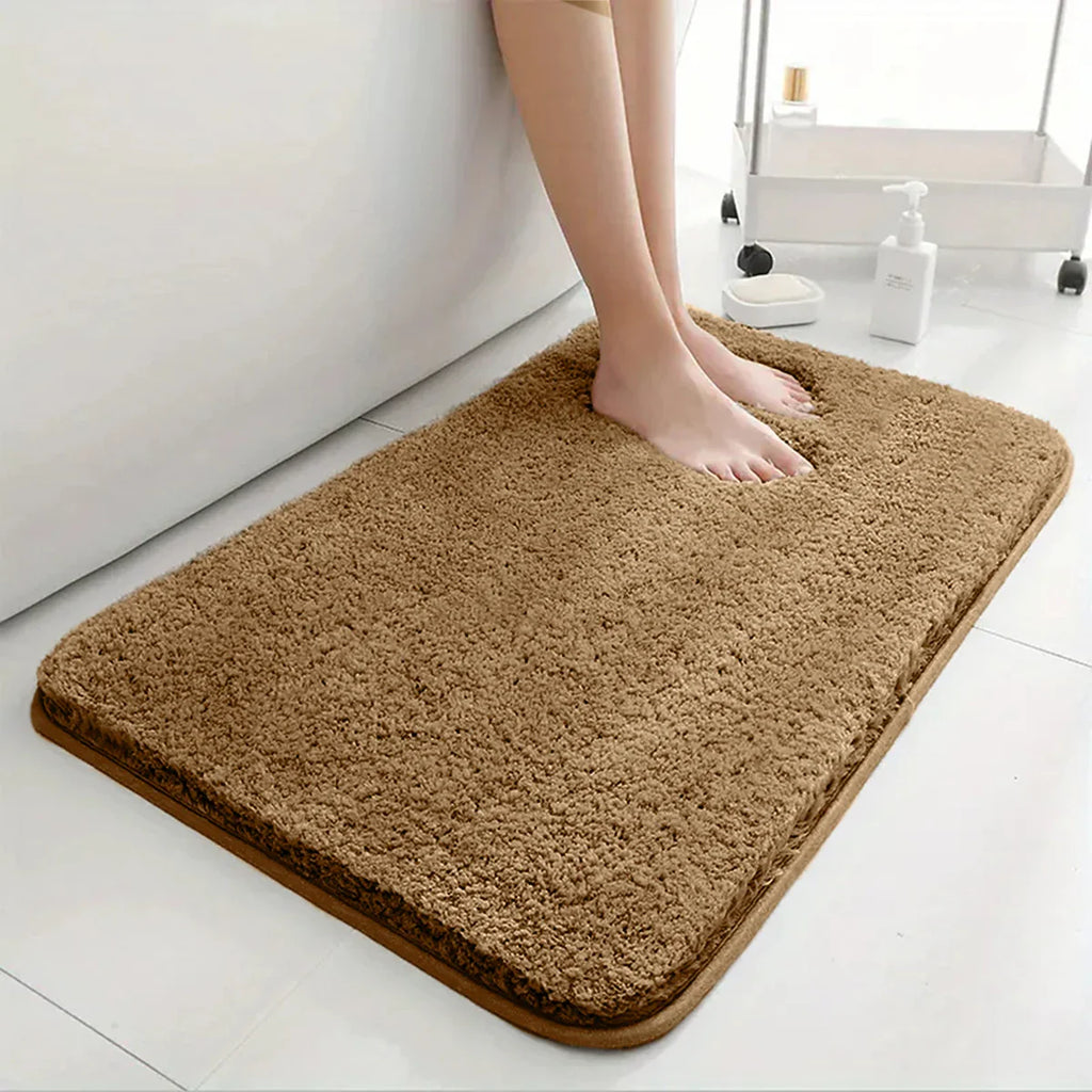 Non-slip water absorbent thick bathroom mat