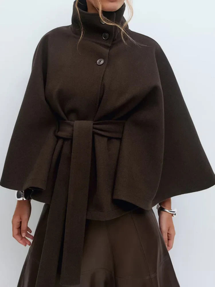 Novara Wool-Blend Cape Coat