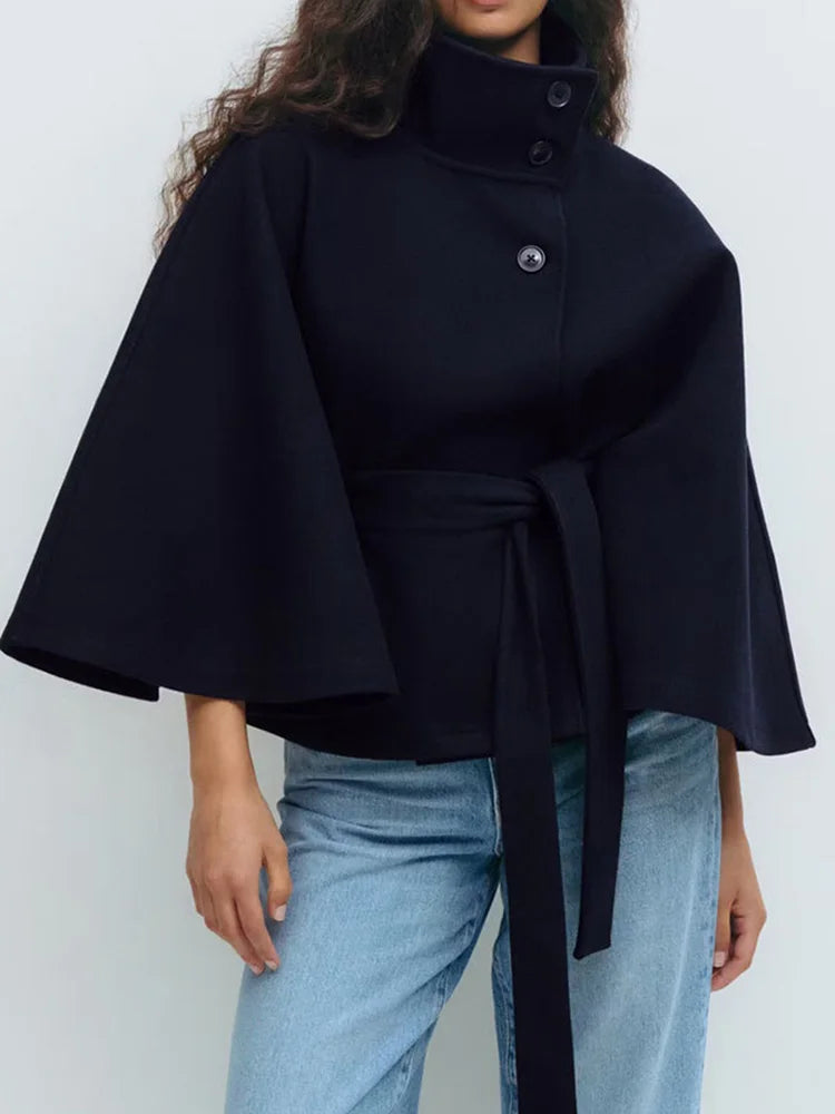 Novara Wool-Blend Cape Coat