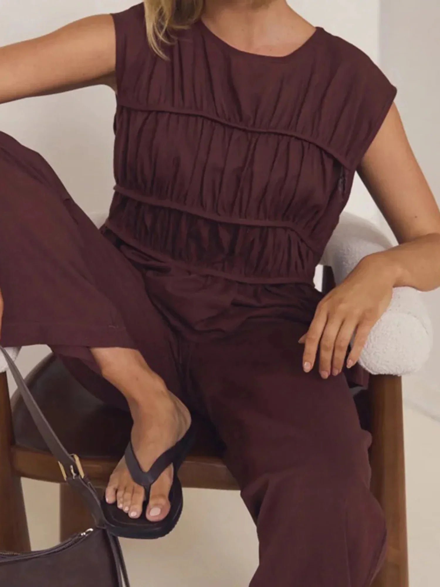 Women’s Ruched Cap Sleeve Peplum Top