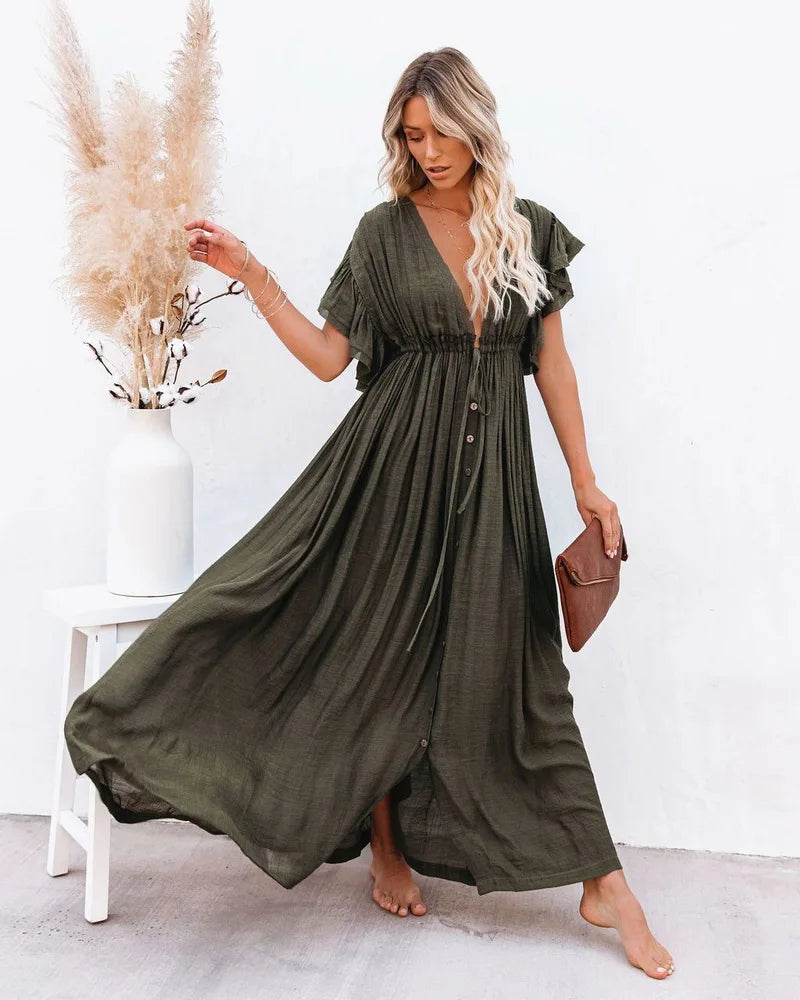 Holly Khaki Drawstring Cover-Up