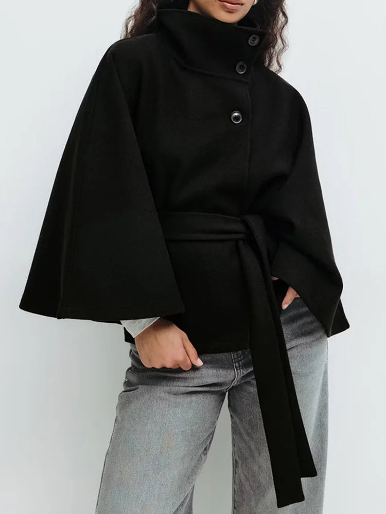 Novara Wool-Blend Cape Coat