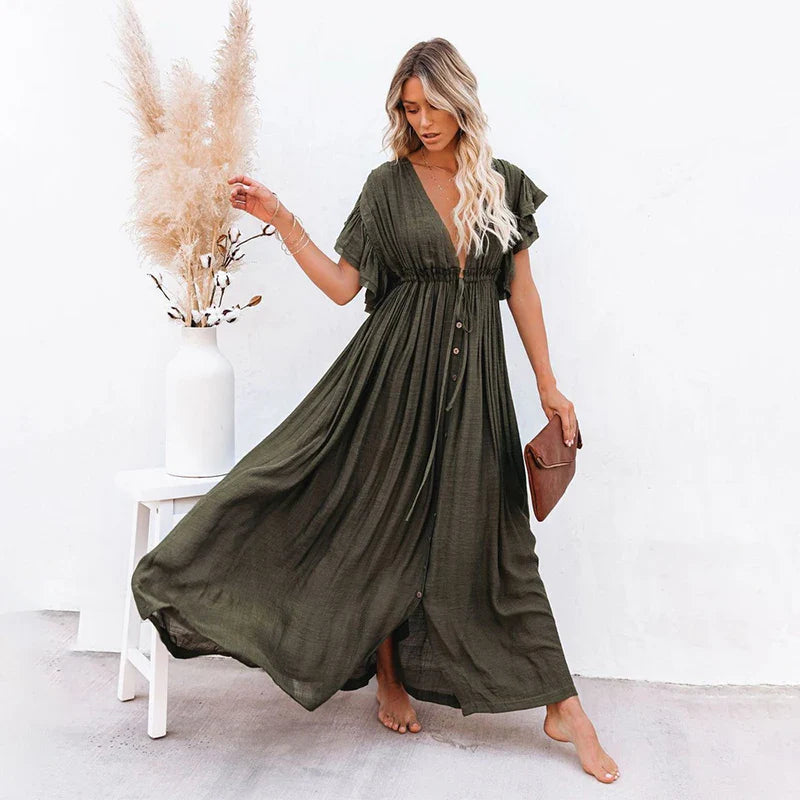 Holly Khaki Drawstring Cover-Up