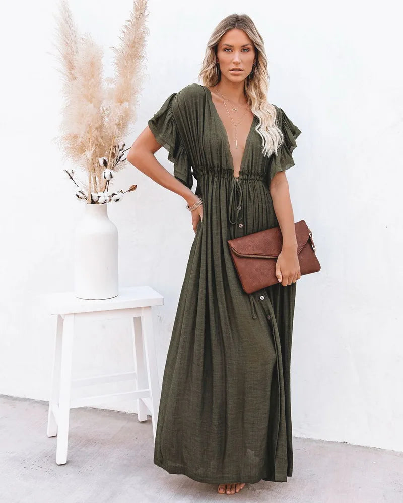 Holly Khaki Drawstring Cover-Up