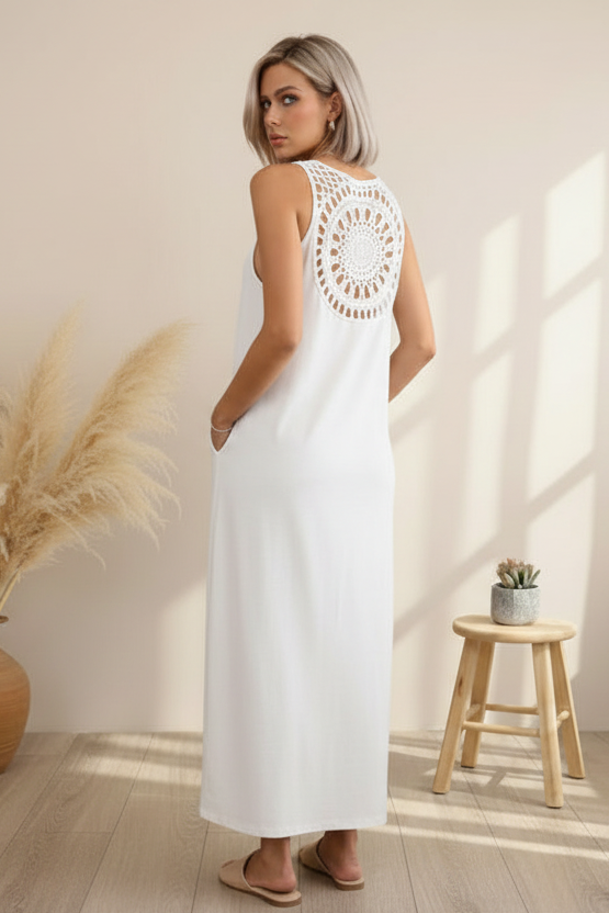 Dash White Crochet Detail  Dress