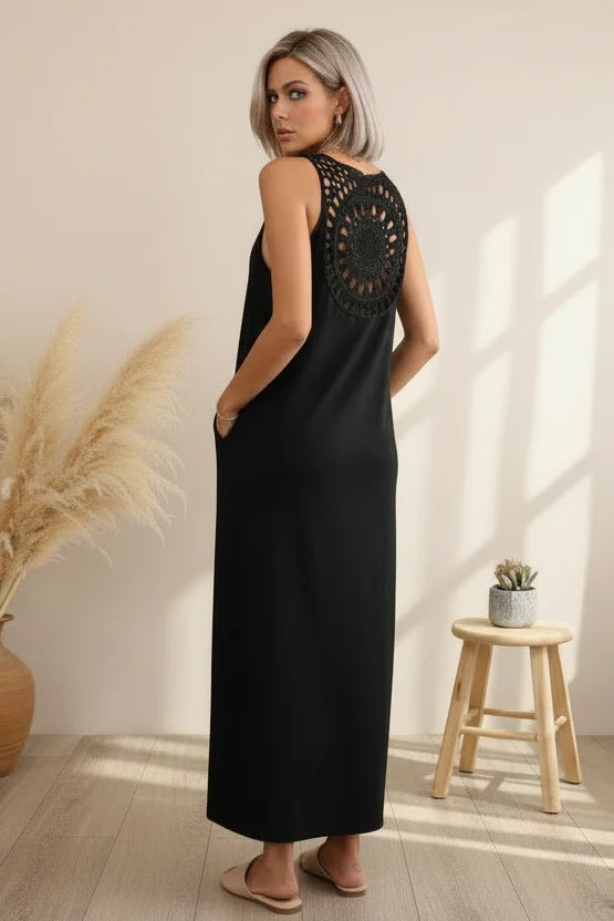 Dash Black Crochet Detail  Dress