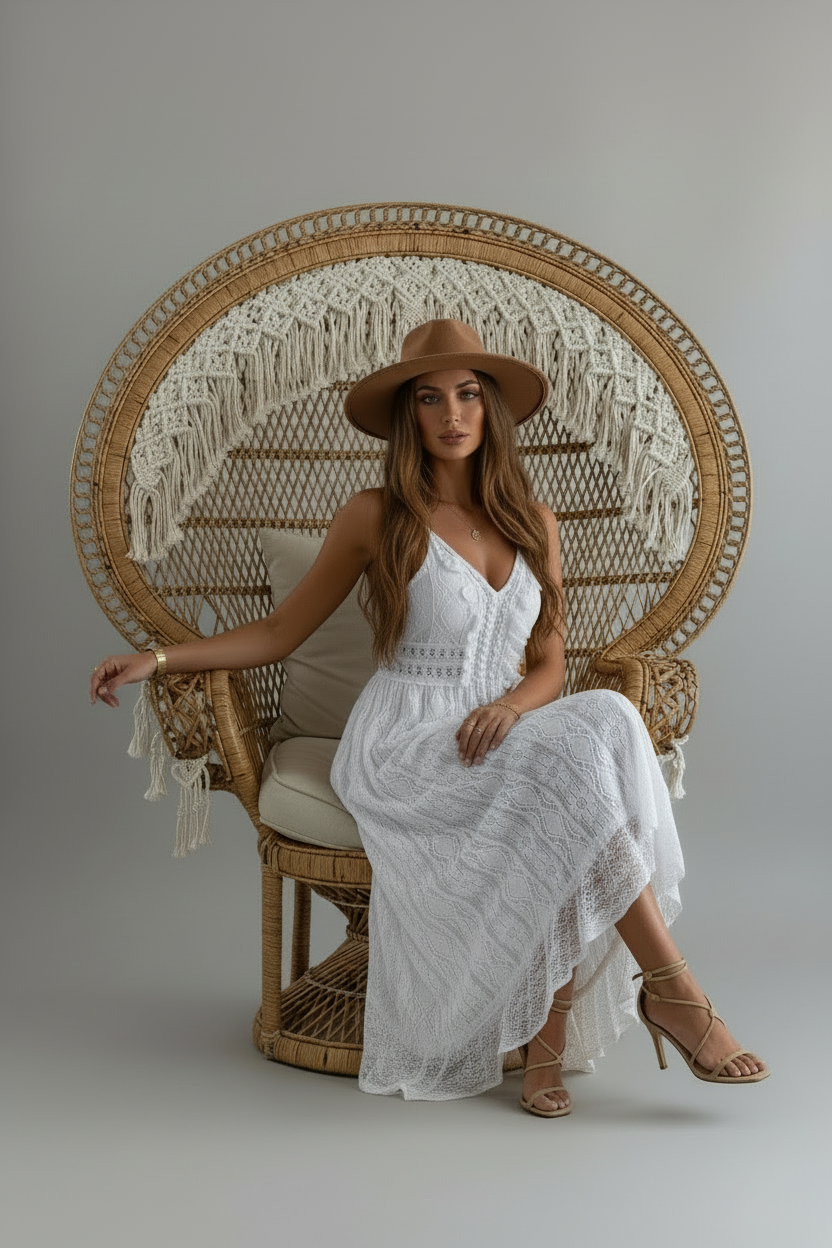 Shiloh White Lace Tassel Dress