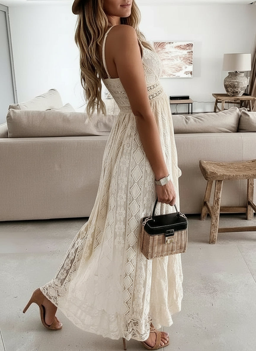 Shiloh Cream Lace Tassel Dress