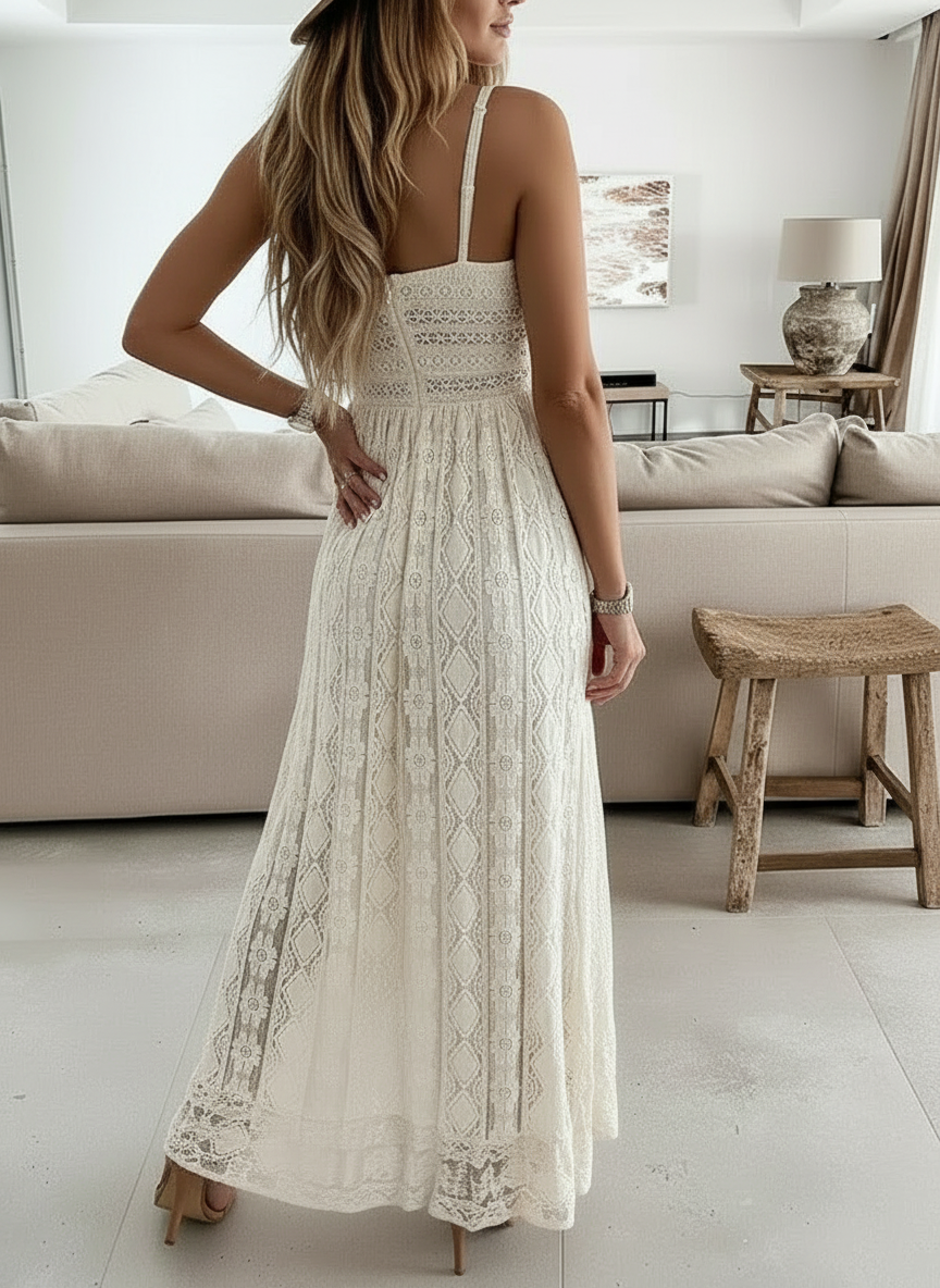 Shiloh Cream Lace Tassel Dress