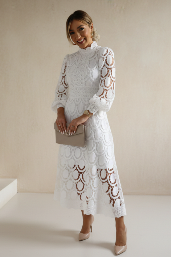 Jasmine White Lace Dress
