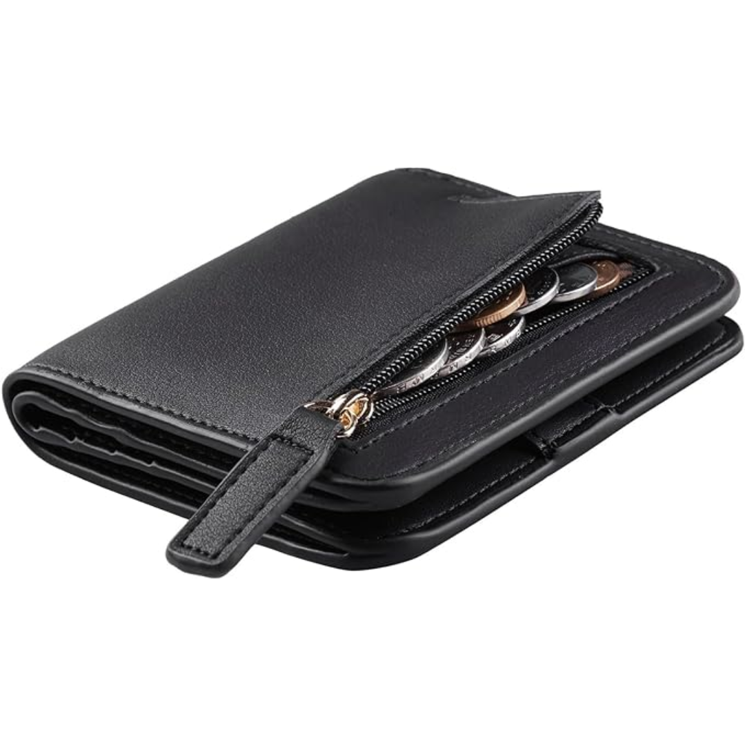 Portefeuille compact de luxe en cuir pour femme avec blocage RFID - Elvira
