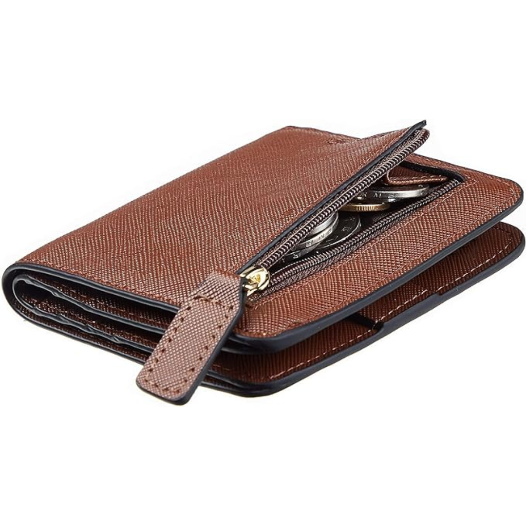 Portefeuille compact de luxe en cuir pour femme avec blocage RFID - Elvira