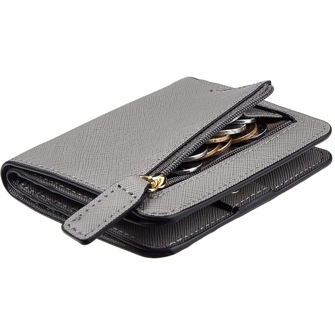 Portefeuille compact de luxe en cuir pour femme avec blocage RFID - Elvira
