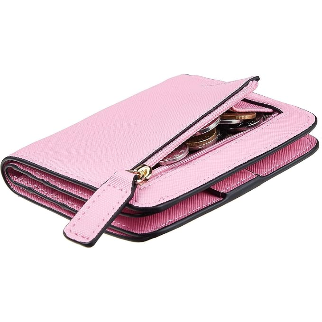 Portefeuille compact de luxe en cuir pour femme avec blocage RFID - Elvira