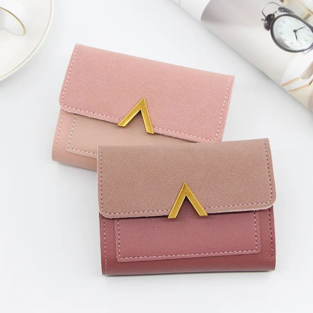 Mini portefeuille en cuir velours - Compact et tendance