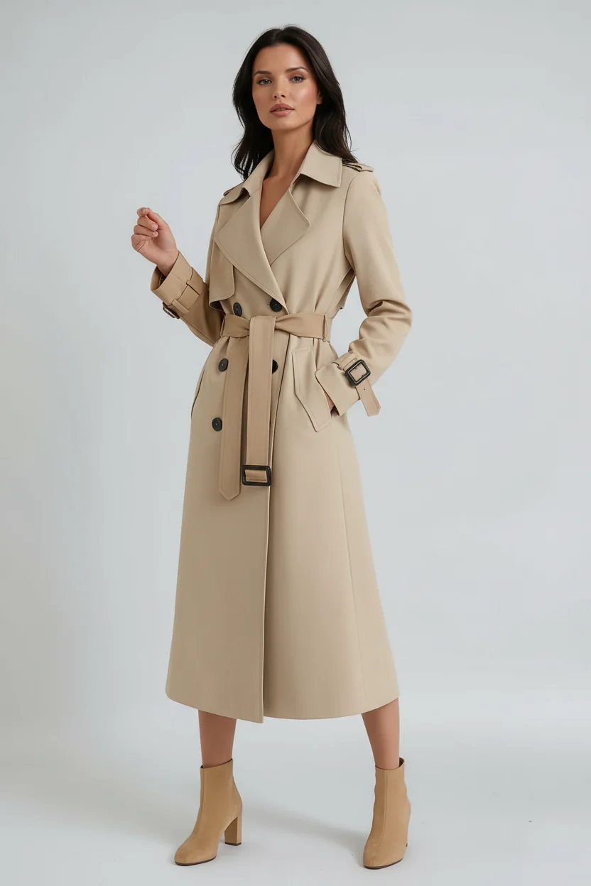 Women’s Mid-Length Tailored Trench Coat