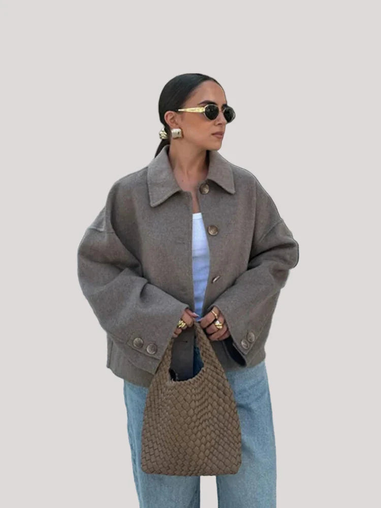 Women’s Cropped Oversized Button Up Jacket