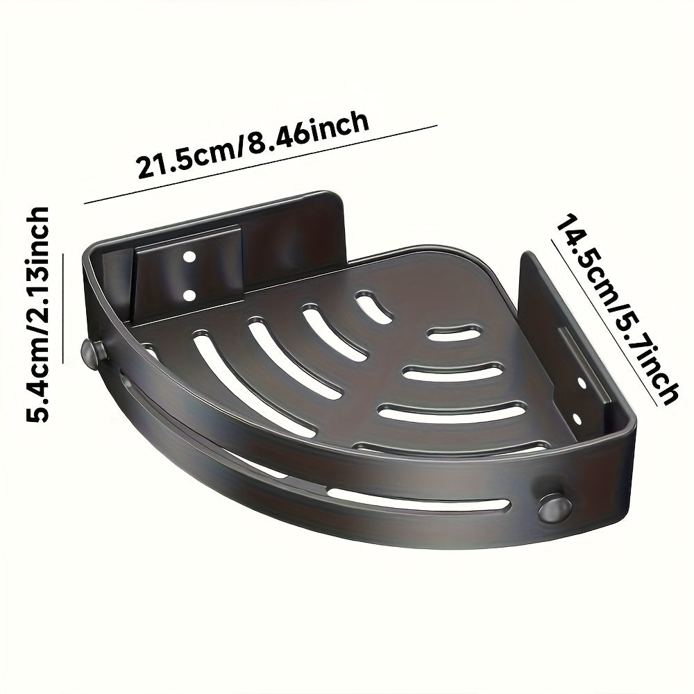 2-Tier Shower Shelf in Black – Self-Adhesive Bathroom Storage