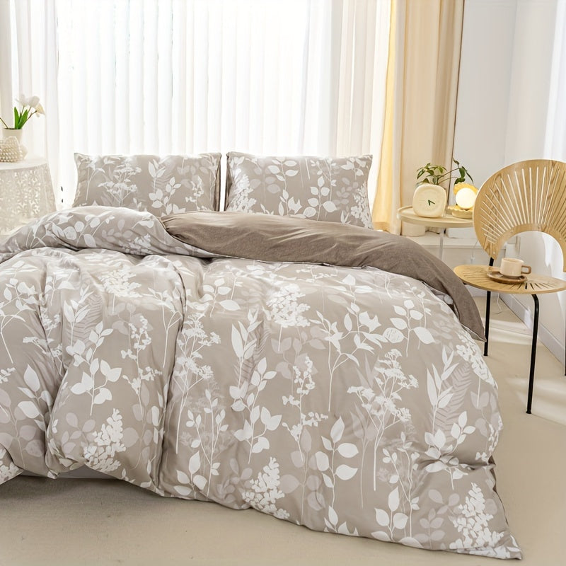 Beige Duvet Cover with Floral Pattern – Soft and Nature-Inspired Bedding