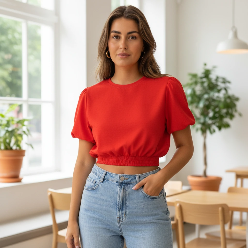 Cropped Short Sleeve Top – Lightweight Summer Top for Women