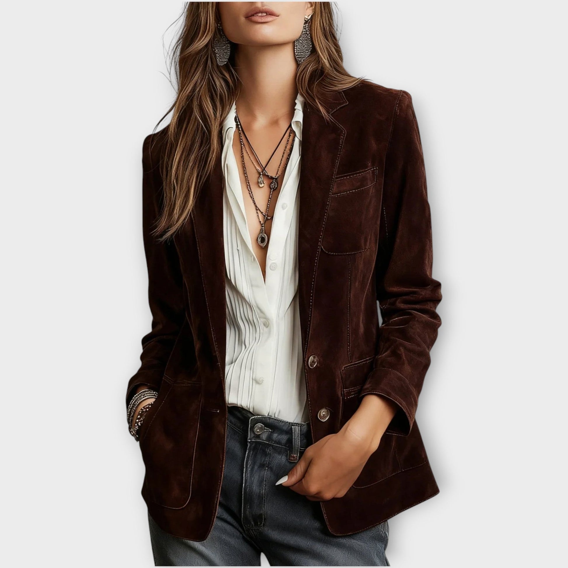 Vintage Brown Suede Blazer