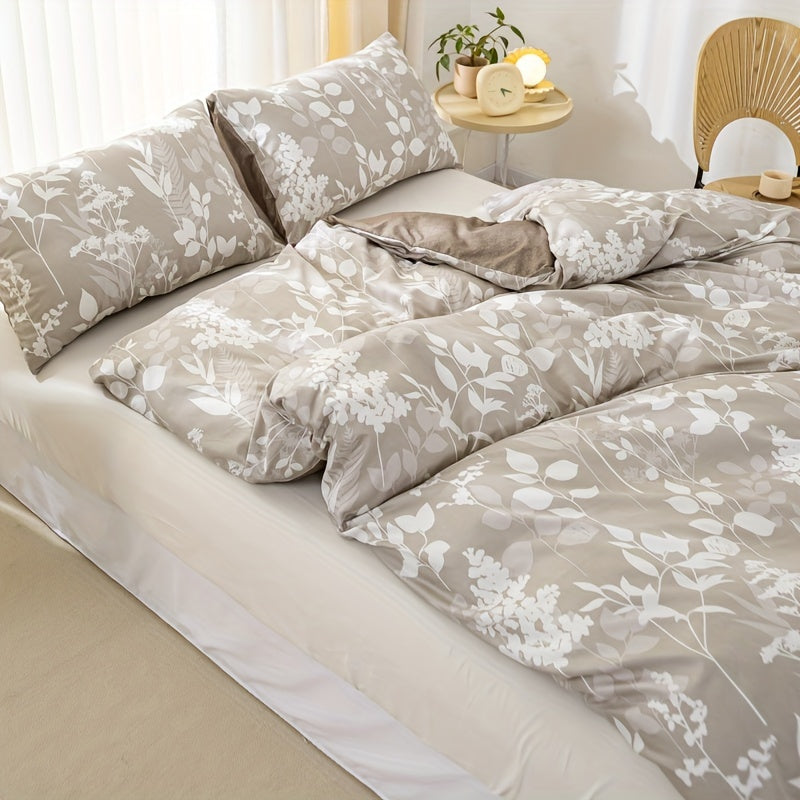 Beige Duvet Cover with Floral Pattern – Soft and Nature-Inspired Bedding