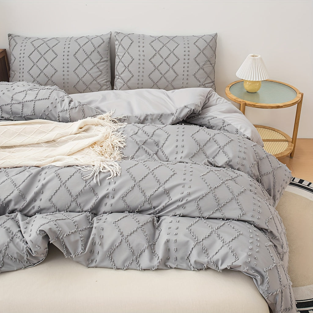 Modern Minimalist Solid Floral Cut Duvet Cover