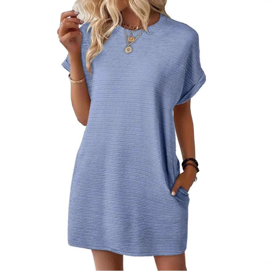 Ava Women's Comfortable & Chic Ribbed Shirt Dress With Pockets
