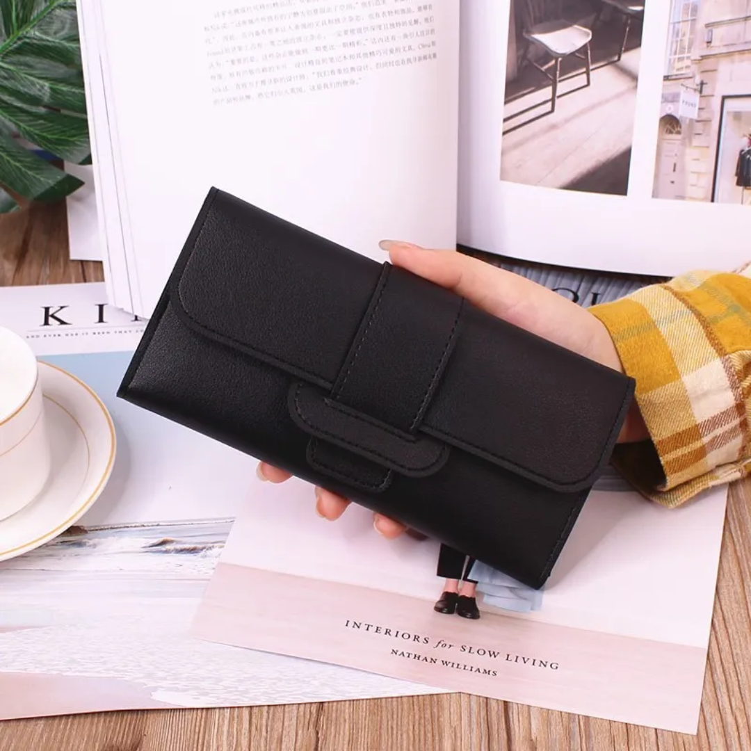 Portefeuille minimaliste en cuir long - Simple et tendance