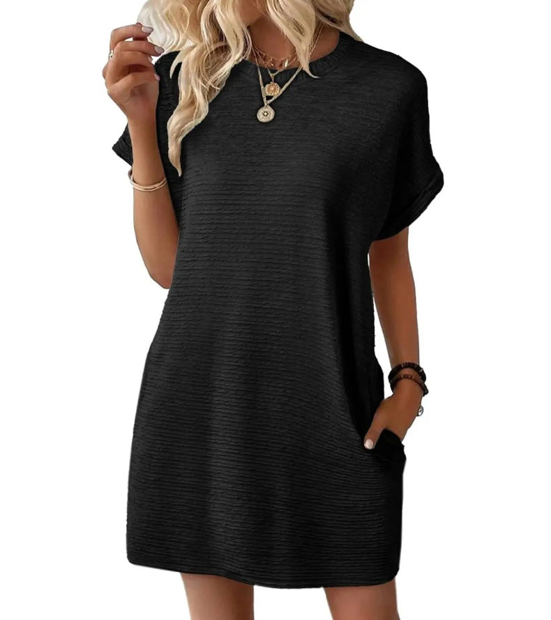 Ava Women's Comfortable & Chic Ribbed Shirt Dress With Pockets