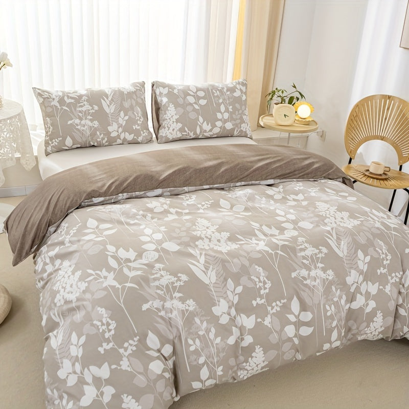 Beige Duvet Cover with Floral Pattern – Soft and Nature-Inspired Bedding