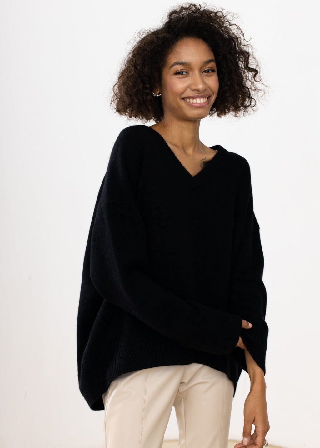 Alina | Relaxed V Neck Knit Sweater