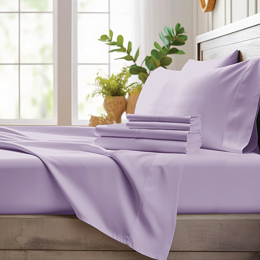 Airy bedding set in solid-colored bamboo fabric
