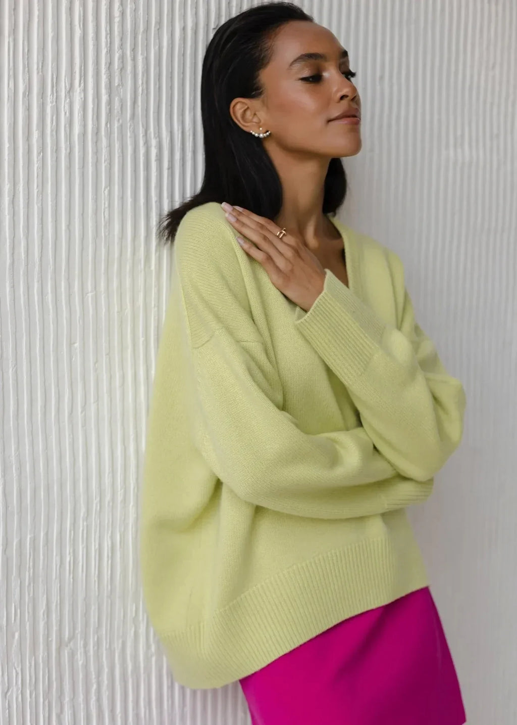 Alina | Relaxed V Neck Knit Sweater