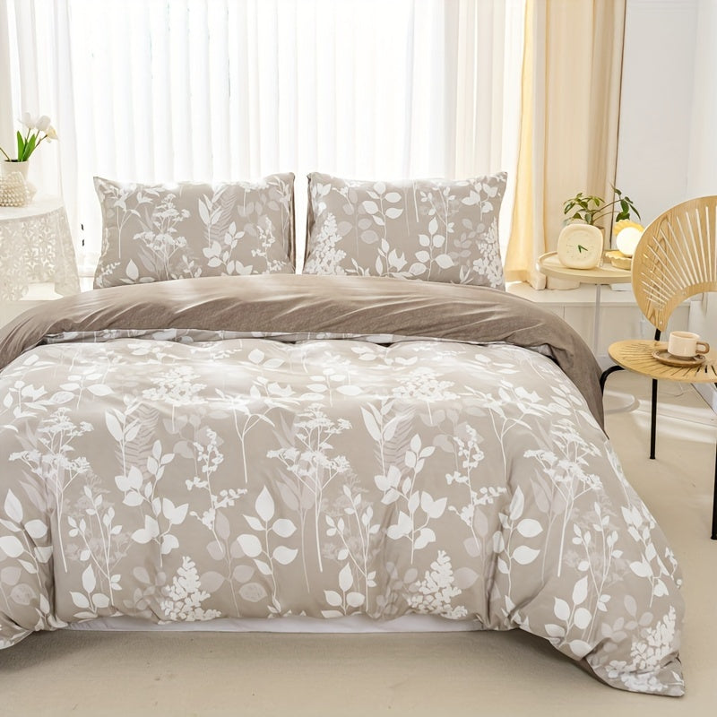 Beige Duvet Cover with Floral Pattern – Soft and Nature-Inspired Bedding