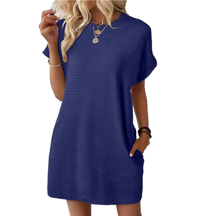 Ava Women's Comfortable & Chic Ribbed Shirt Dress With Pockets