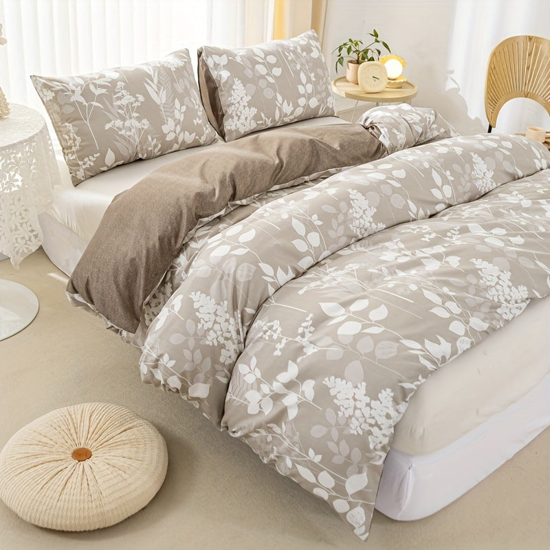 Beige Duvet Cover with Floral Pattern – Soft and Nature-Inspired Bedding