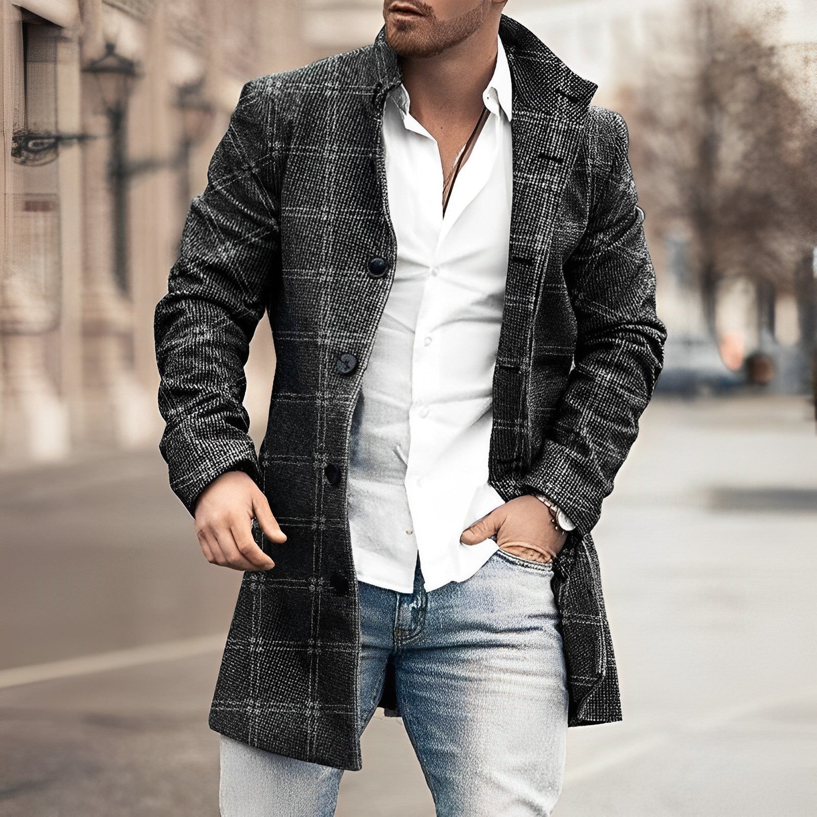 Harry | Stylish Long Button Up Coat for Men
